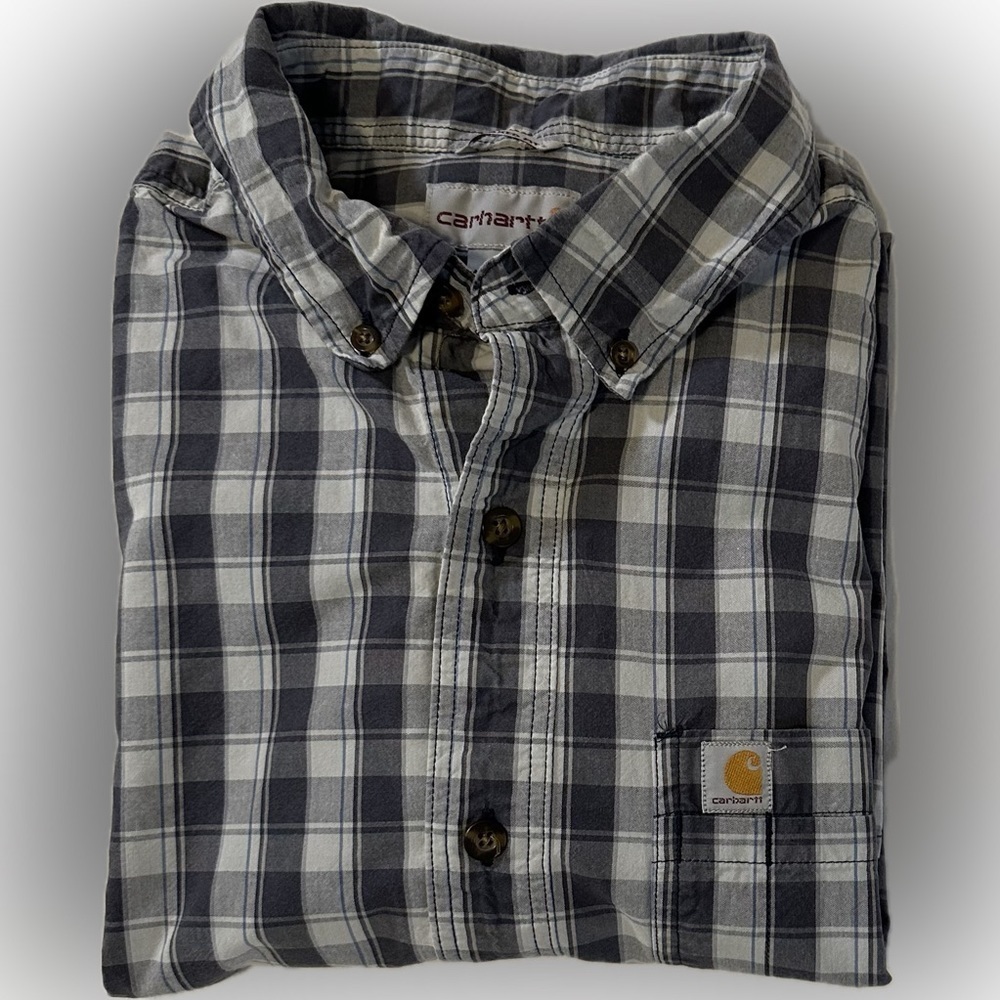 Carhartt Plaid Short Sleeve Button up Relaxed Fit Shirt Men's Large